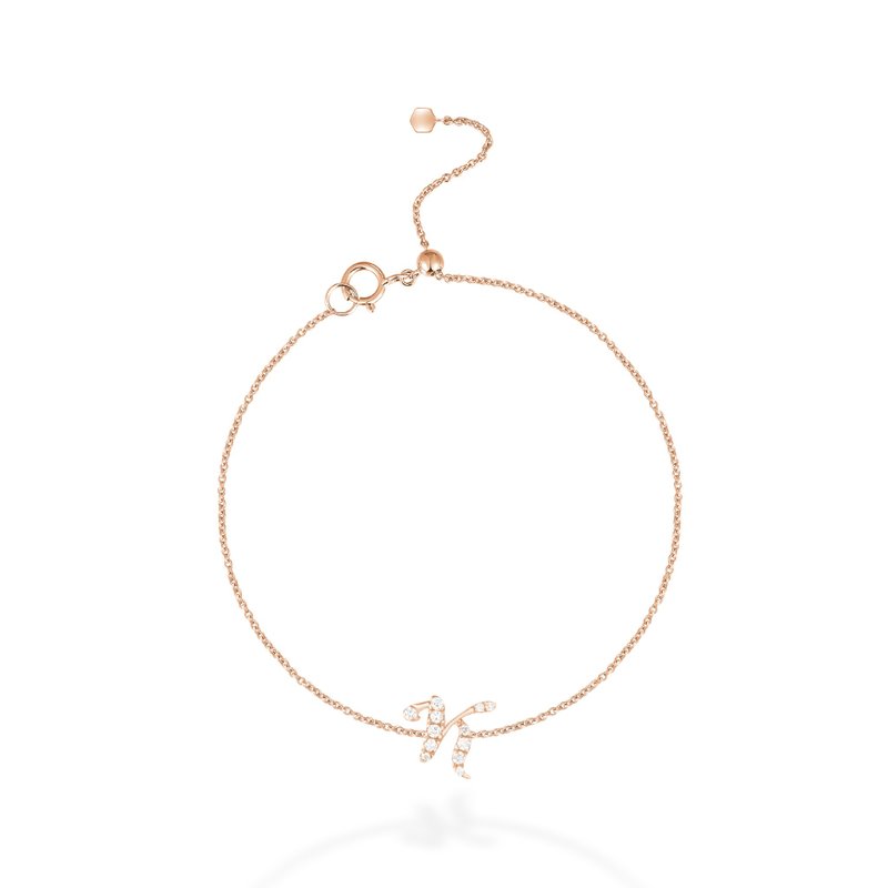 【mori】K 字母钻石手链 【14k玫瑰金】 - 手链/手环 - 钻石 粉红色