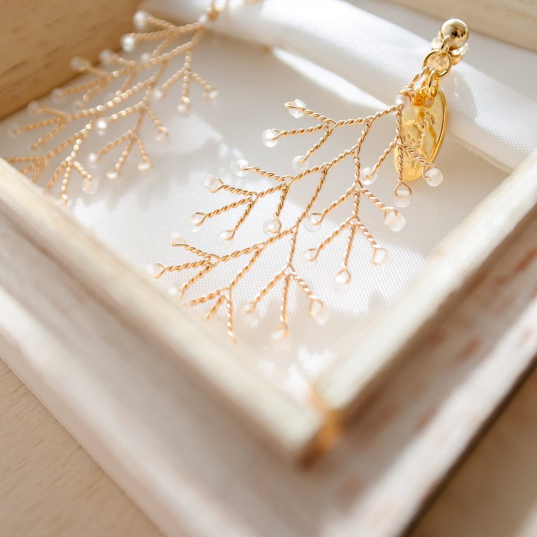 Aoshigure (small) – Matte Type　wire accessory - 耳环/耳夹 - 其他金属 白色
