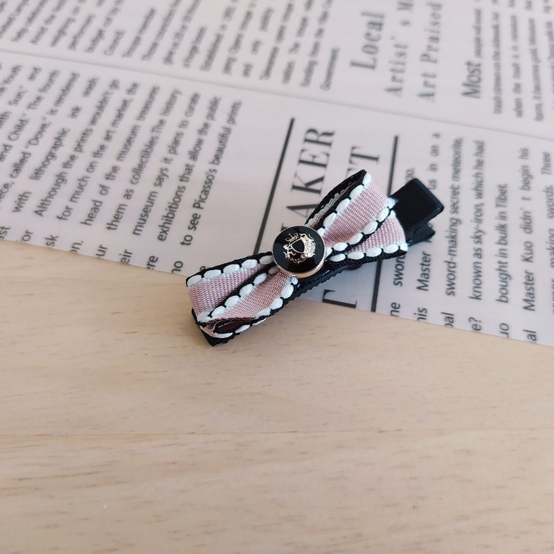 简约跳线缎带发夹 韩粉 - 发饰 - 其他材质 粉红色