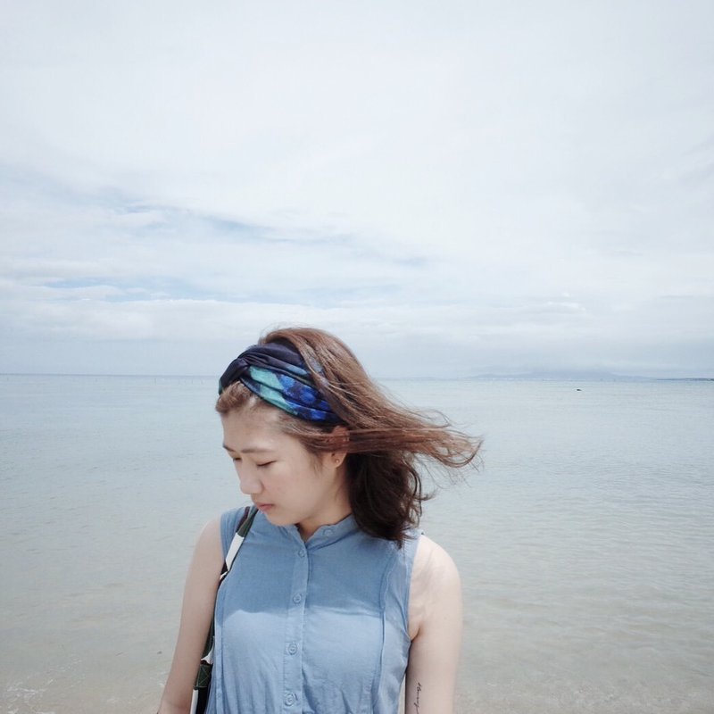 山海 芬兰系列 松紧宽版/手工发带 - 发饰 - 棉．麻 蓝色