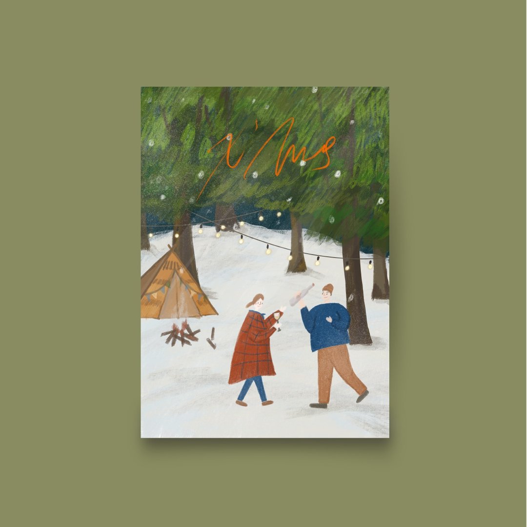 快速出货圣诞卡 X'MAS 手绘圣诞卡片 - 卡片/明信片 - 纸 多色