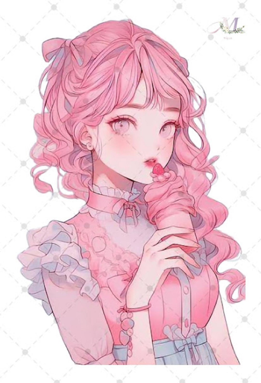 贴纸 original sticker 人物贴纸 原创贴纸 女孩贴纸 装饰贴纸 - 贴纸 - 纸 粉红色