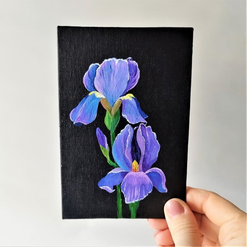 Small wall decor Wildflowers acrylic painting Iris painting acrylic  客廳 掛畫 - 墙贴/壁贴 - 压克力 多色