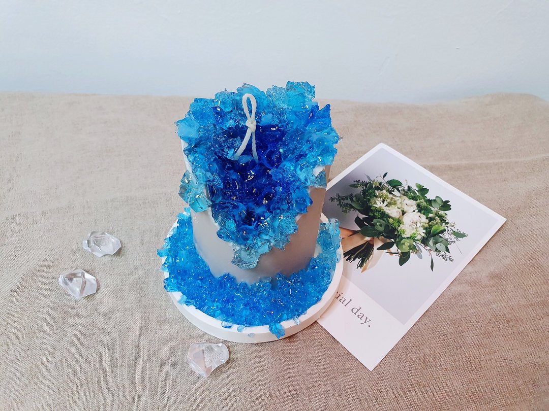 【闪闪钻石糖】蜡烛材料包 水晶洞蜡烛 宝石香氛蜡烛 开运水晶 - 蜡烛/香氛/手工皂 - 蜡 粉红色