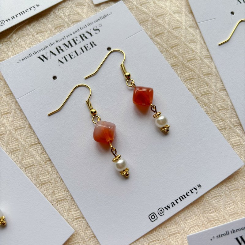 apricot cider earrings • 杏树苹果酒耳环 - 耳环/耳夹 - 其他材质 橘色
