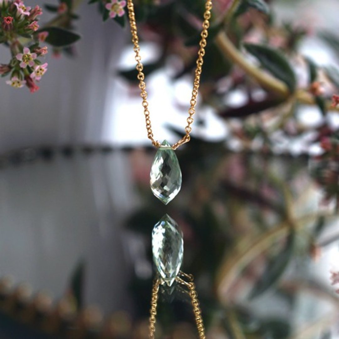 Green Amethyst Chandelier Cut Necklace Nora - 项链 - 宝石 绿色