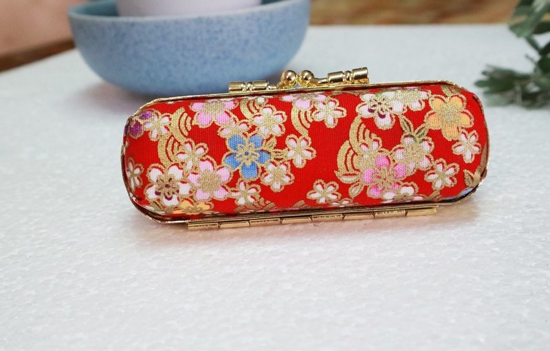 口金 印章盒 口红盒 印章 收纳 ~红花 - 印章/印台 - 棉．麻 红色