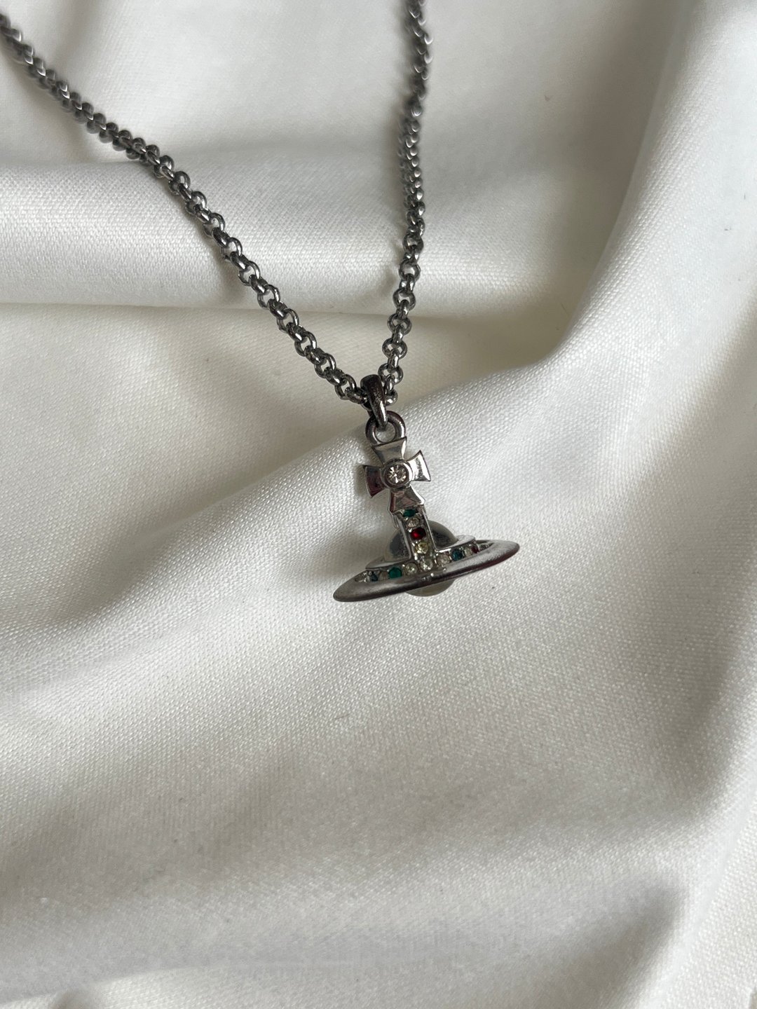 Vivienne Westwood 土星银颈链 Orb Pendant Necklace 日本中古 - 项链 - 其他金属 银色