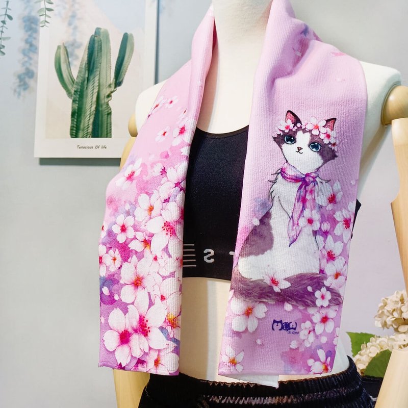 运动毛巾 | 吸水吸汗快干 - 樱花 • 美人猫 - 毛巾浴巾 - 其他材质 粉红色