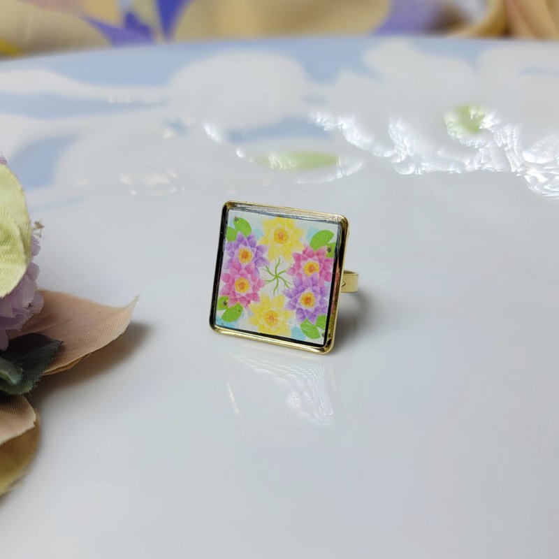 大暑 节气花砖 手作 戒指 徽章 别针 - 戒指 - 铜/黄铜 多色