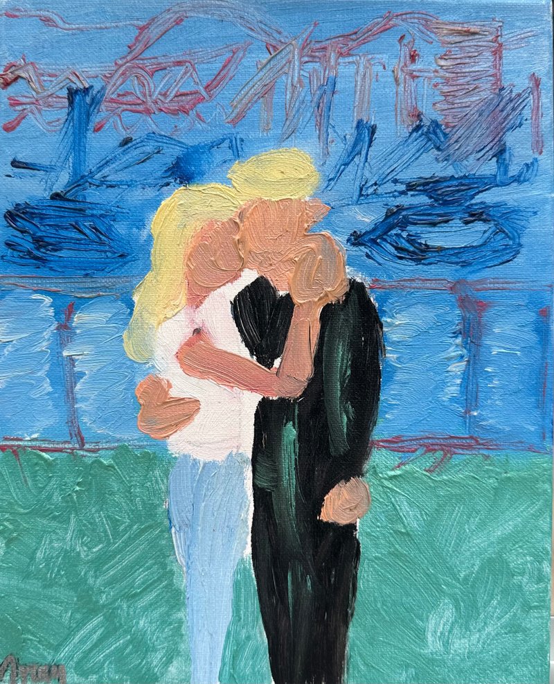 情人的拥抱 -原创油画 - 墙贴/壁贴 - 其他材质 蓝色