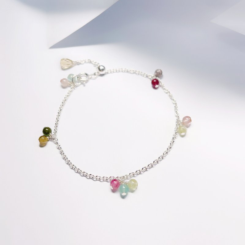 小果实_多色彩碧玺_可调式纯银手链 - 手链/手环 - 纯银 多色