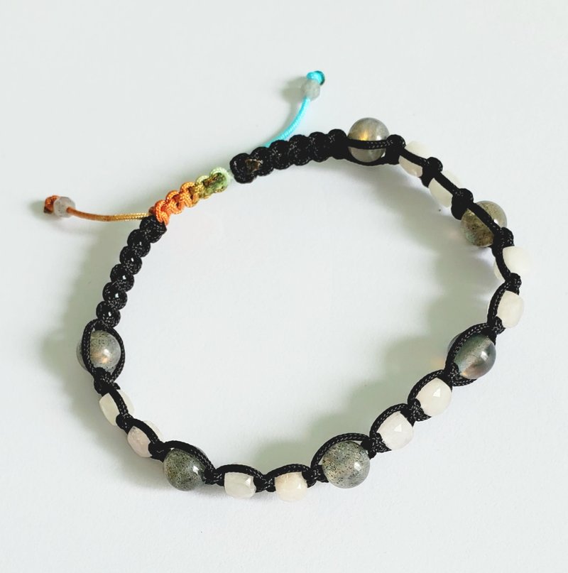 手编天然拉长石六柱石手绳 - 手链/手环 - 宝石 