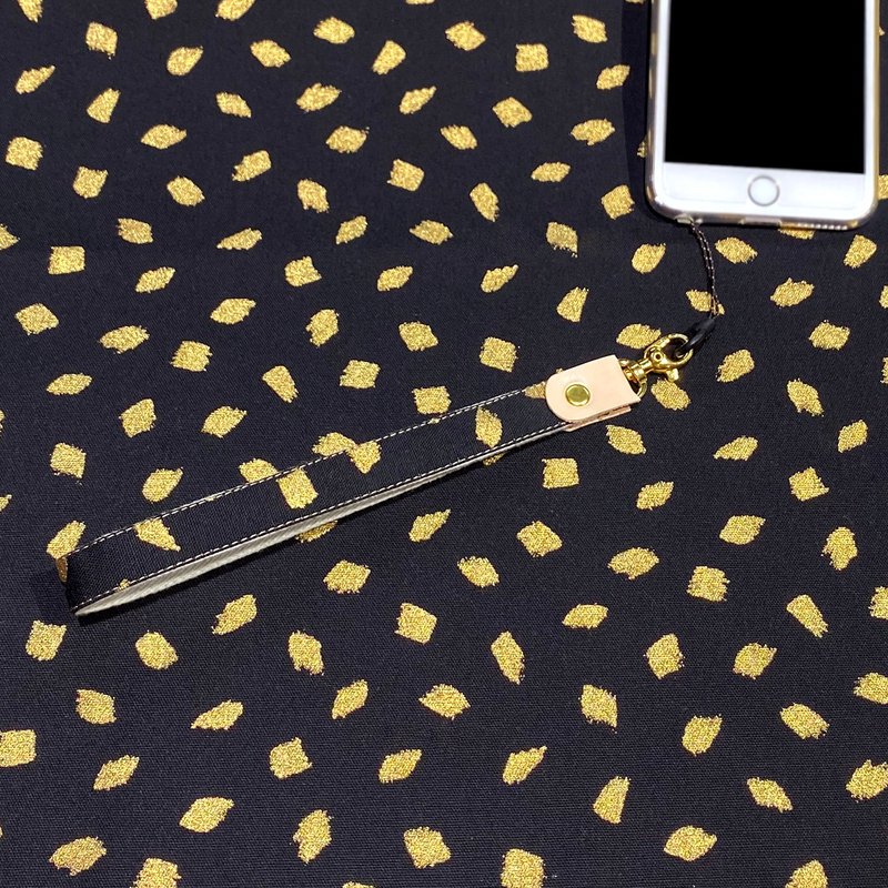 点点金 烫金手机绳/ 吊绳/ 手提绳 - 挂绳/吊绳 - 棉．麻 黑色