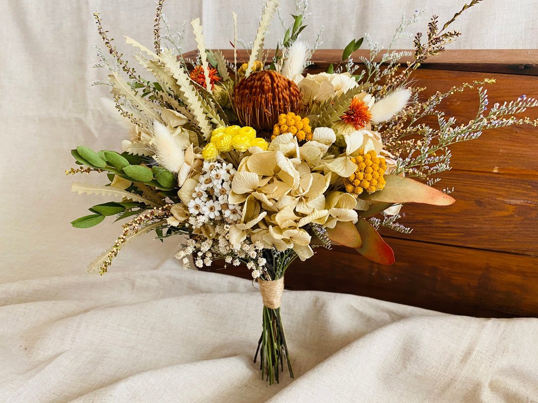 Masako 秋日自然风格 干燥花束 胸花2 客订 for Yen Lee - 干燥花/捧花 - 植物．花 卡其色