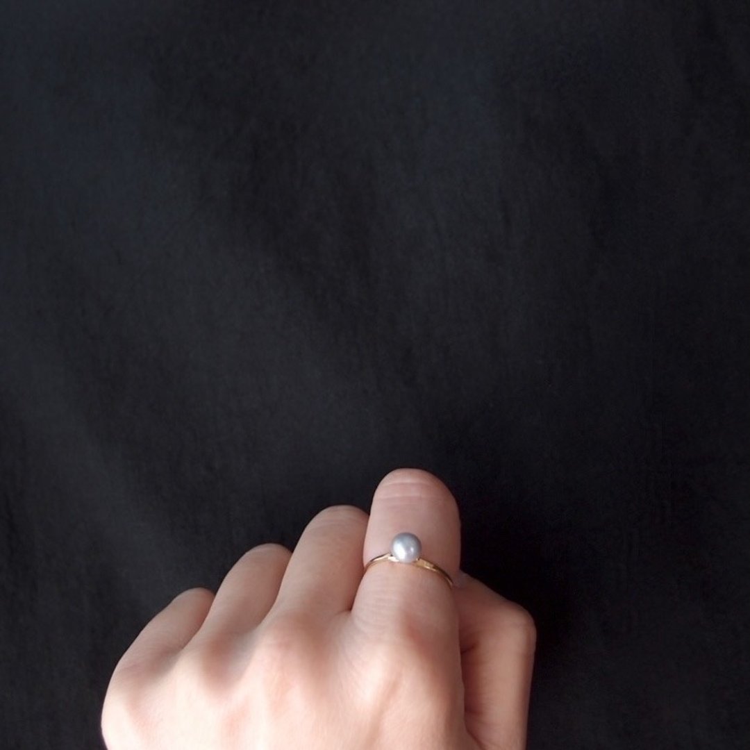Baroque Pearl Ring【GP】巴洛克珍珠 戒指【11号FREE Mini Button】灰色 - 戒指 - 宝石 灰色