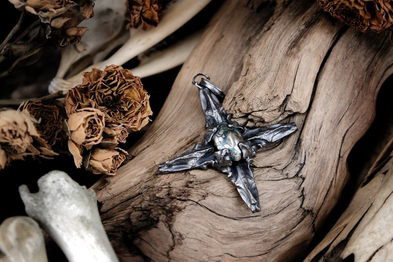 【山骸纪】静谧波影IV-黄铁矿绿松项链 - 项链 - 银 银色