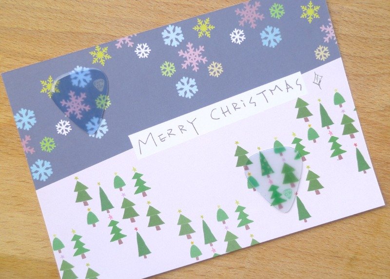 限量2016❆FaMa·s Pick吉他弹片耶诞卡片套组-圣诞树+雪花 - 卡片/明信片 - 纸 蓝色