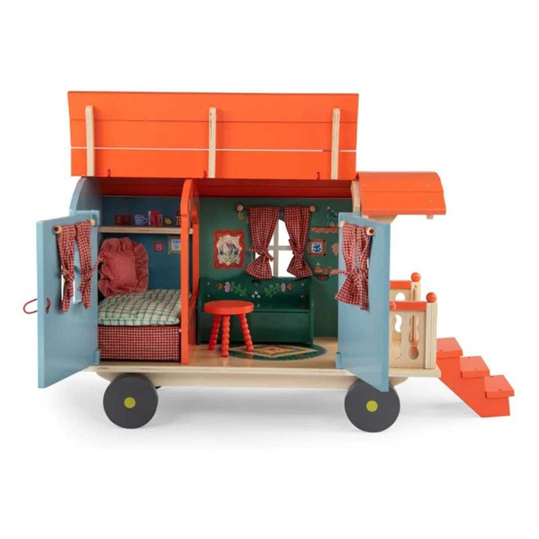 法国 Moulin Roty 米努奇卡斯木质露营车小屋 (不附人偶) - 玩具/玩偶 - 木头 多色