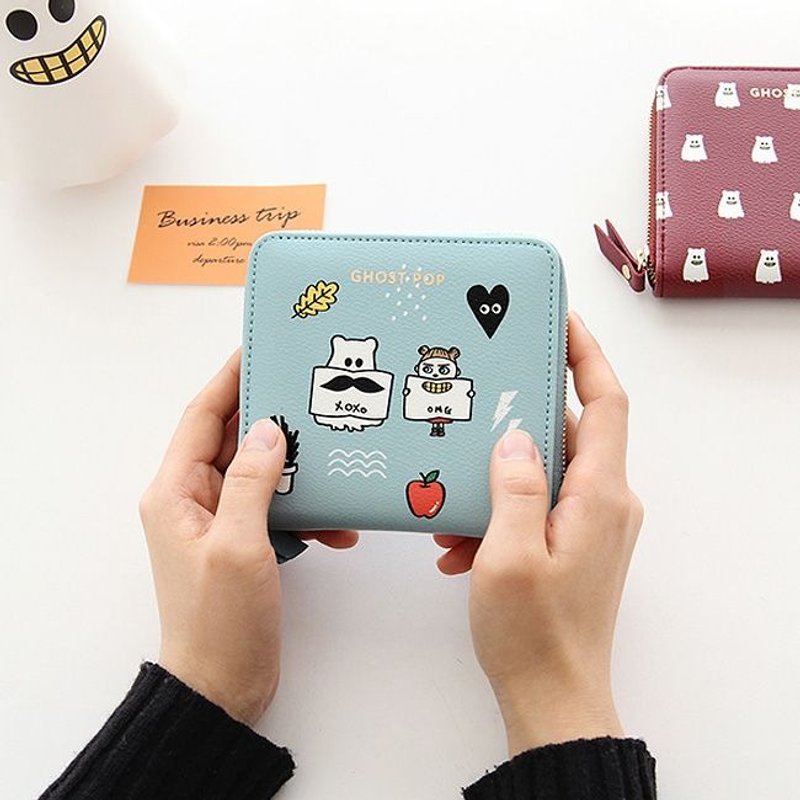 GMZ-顽皮鬼欢乐拉链短夹(S)V2-天空蓝,GMZ03527 - 皮夹/钱包 - 真皮 蓝色