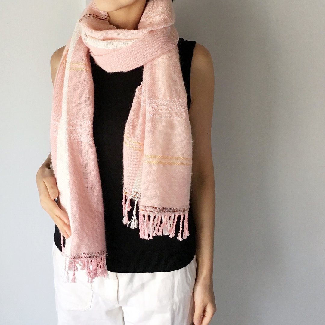 Unisex Scarf / Pink and White Mix --All season available - - 丝巾 - 棉 粉红色