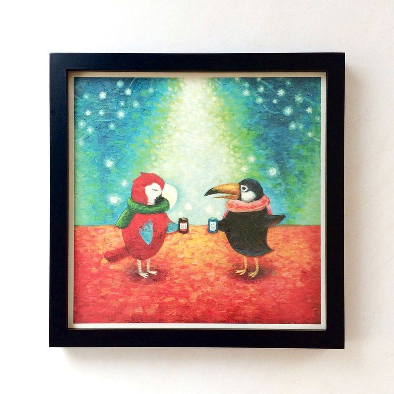 200 平方冬季雀艺术印刷品/插图复制品 - 海报/装饰画/版画 - 纸 红色