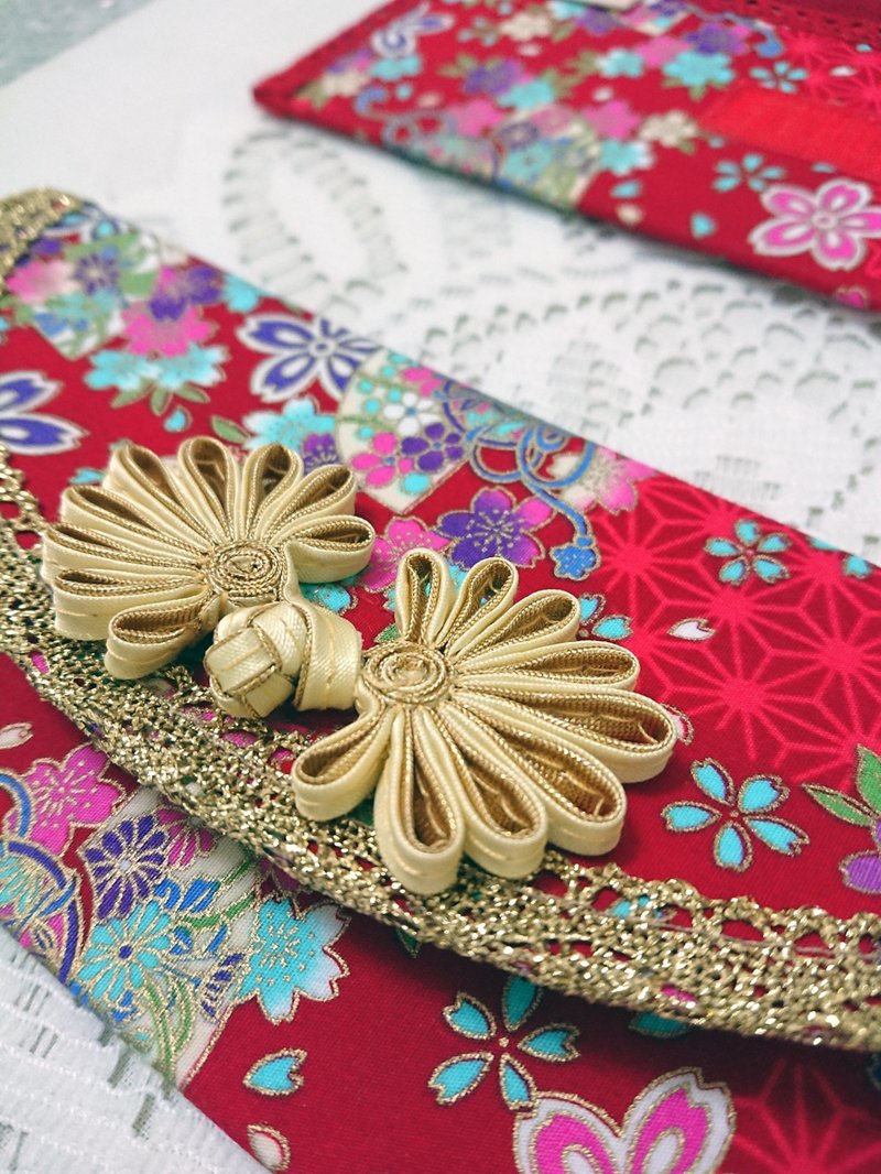 :: 猫公主 :: 蕾丝镶边布红包 。 樱纷折扇1入 - 红包/春联 - 棉．麻 红色