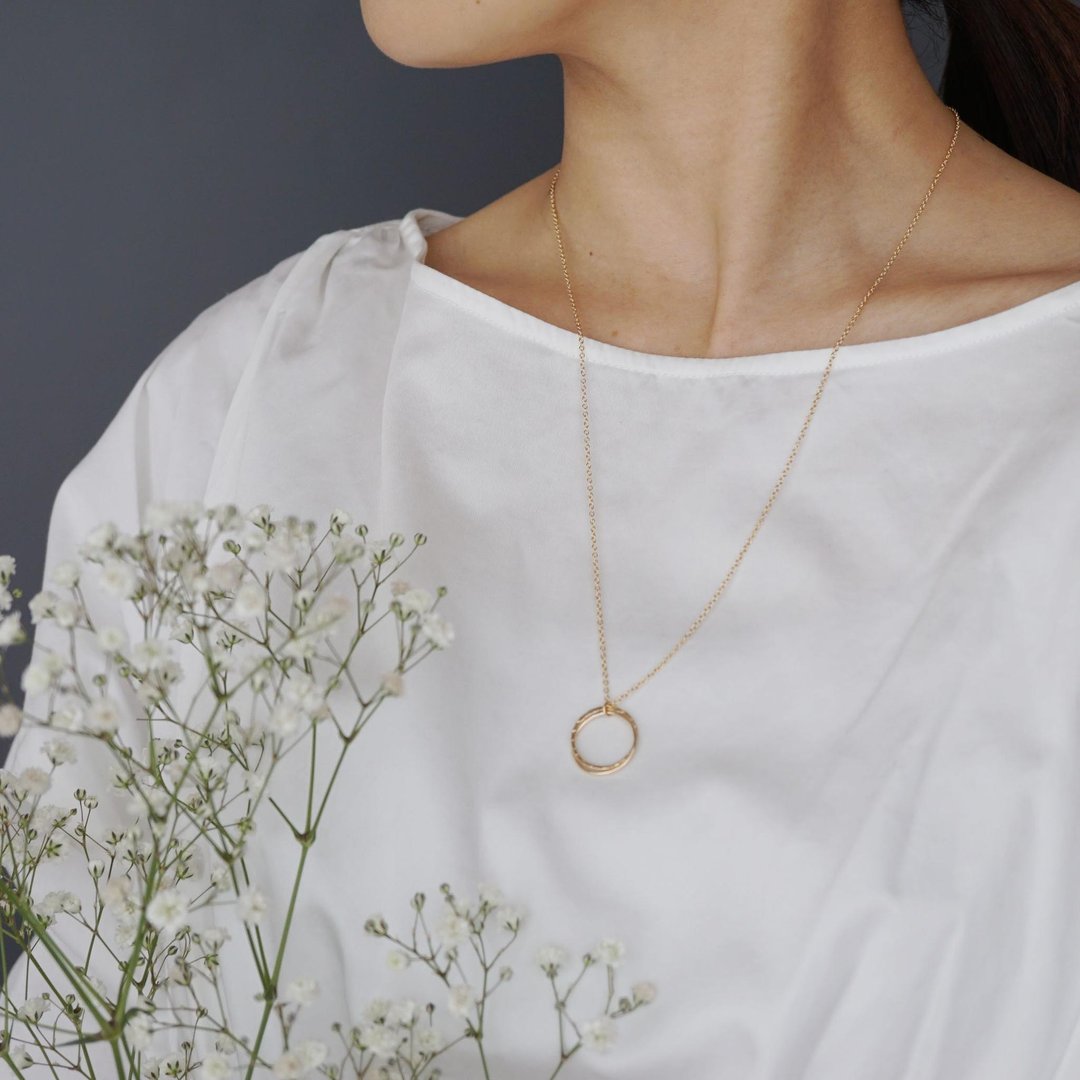 14kgf Double Circle Necklace - 项链 - 宝石 金色