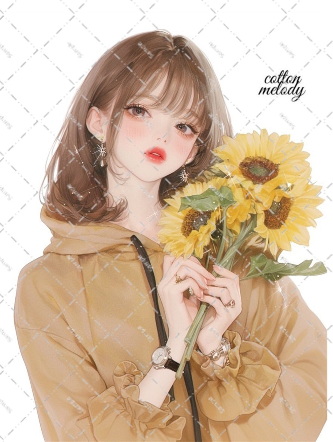 original sticker no.6141 人物贴纸 原创贴纸 人像贴纸 女孩贴纸 原创人物贴纸 - 贴纸 - 纸 