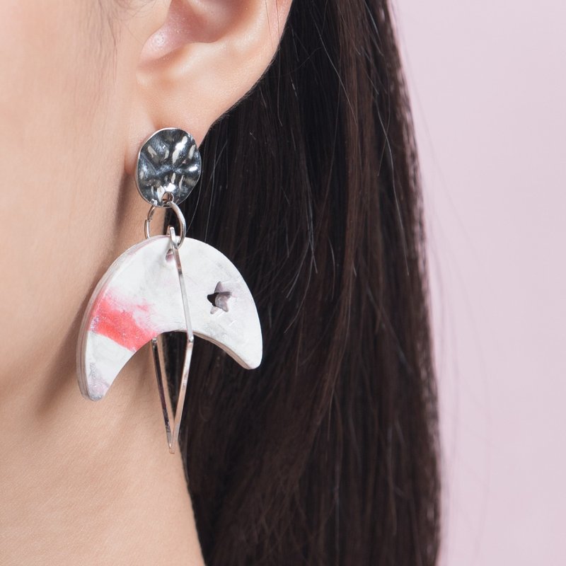 爱你到月球来回 - 耳环/耳夹 - 其他材质 多色