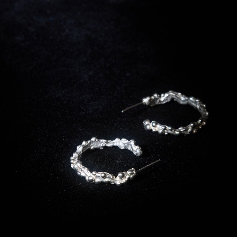 Ocean Foam Hoops | 925 Sterling Silver - 耳环/耳夹 - 纯银 银色