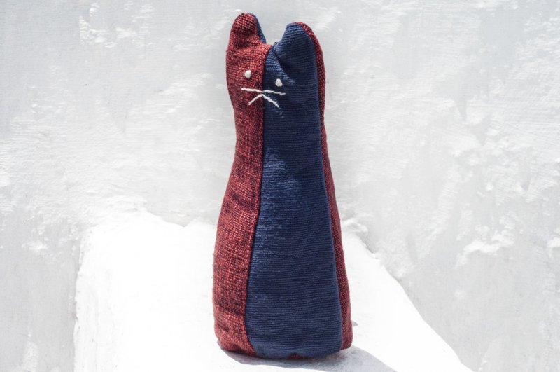 动物收纳包/笔袋/化妆包/笔盒/餐具袋/动物文具-手工刺绣红猫笔袋 - 铅笔盒/笔袋 - 棉．麻 多色