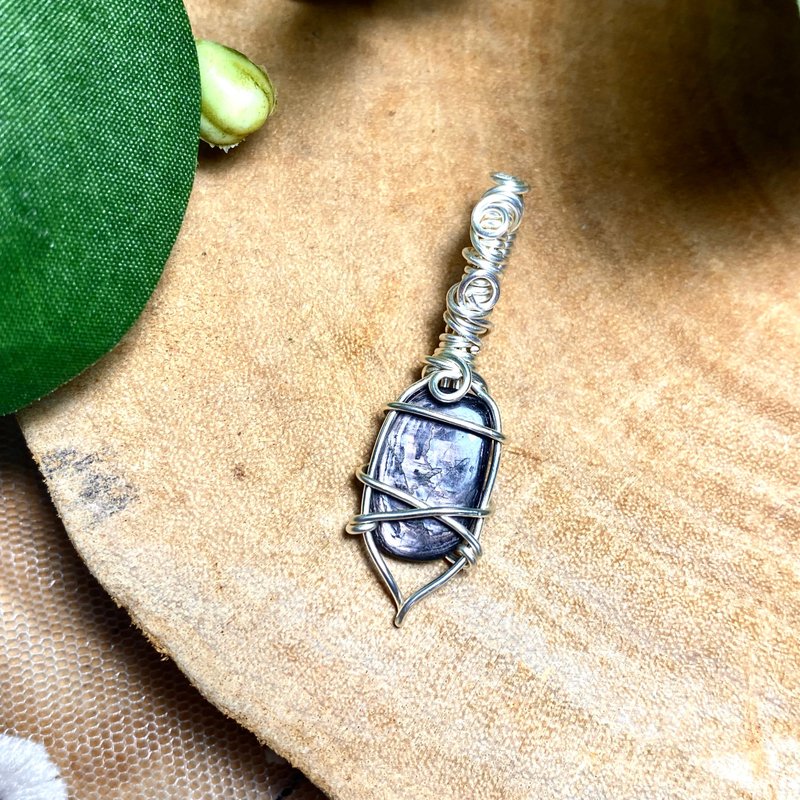 能量水晶项链-齐尔-金运石、水晶灵摆项链、艺术编织 - 项链 - 石头 银色