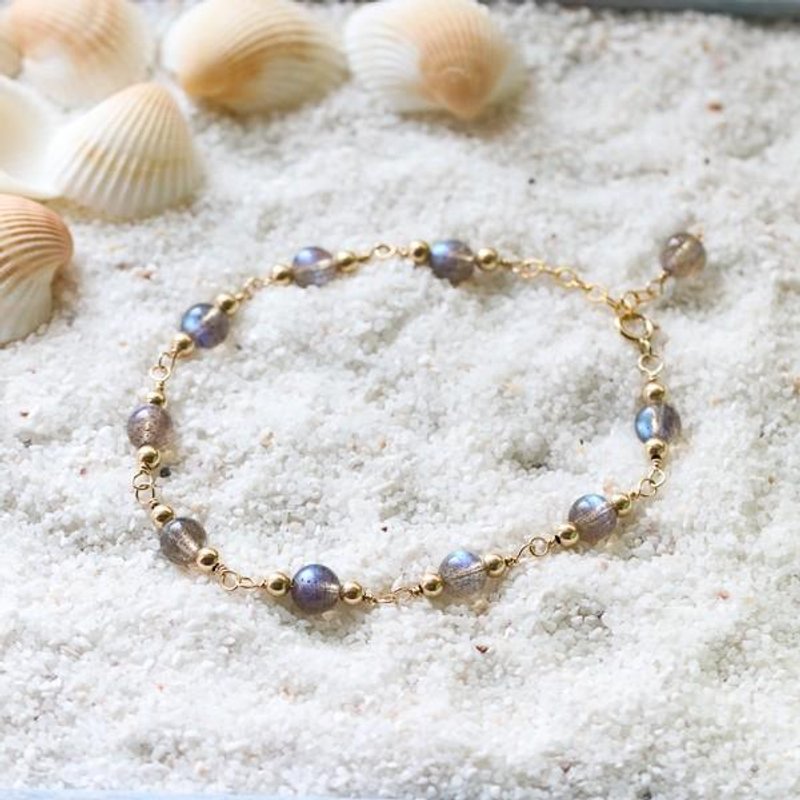 Meditation to blossom your abilities The finest labradorite bracelet August birthstone - 手链/手环 - 其他金属 灰色