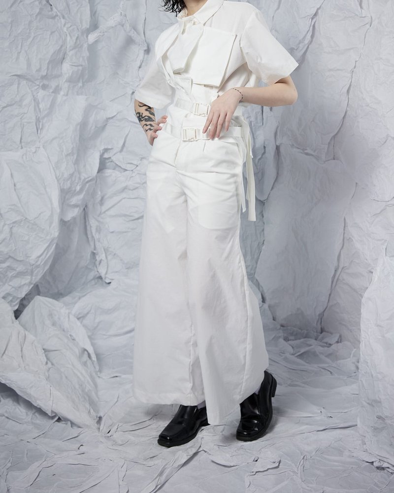 INF 22SS 半马甲束腹宽裤 - 女装长裤 - 其他人造纤维 白色