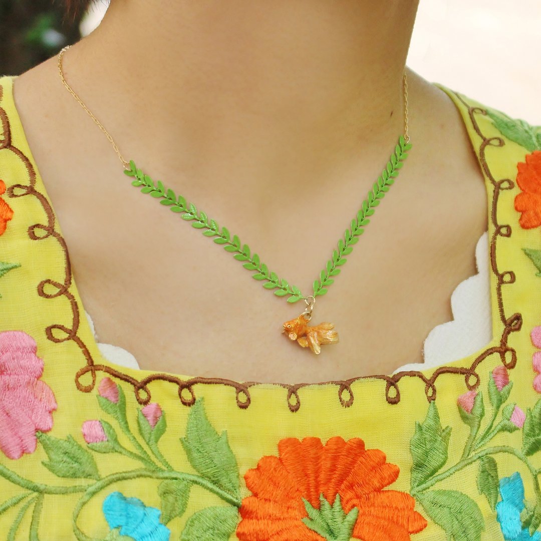 A Lady in the River Bottom Necklace Necklace NE375 - 项链 - 其他金属 红色