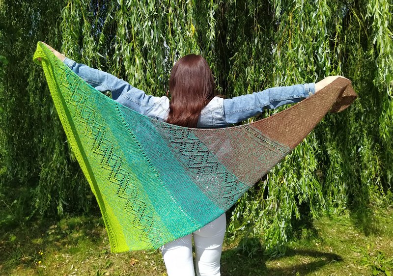 手工编织蕾丝新月形披肩，多色，柔软围巾肩部披肩 - 围巾/披肩 - 棉．麻 绿色