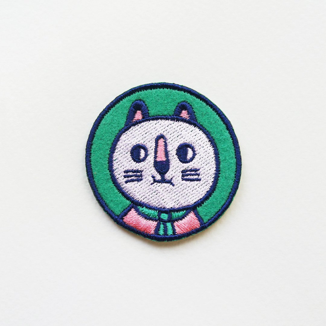 Mr. Cat 猫咪先生刺绣别针 刺绣贴纸 可爱胸针 - 胸针 - 绣线 多色