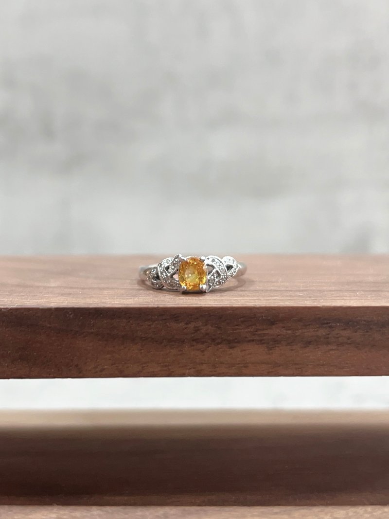 天然黄宝石钻戒 0.68克拉黄宝石 南非钻 K333 - 戒指 - 宝石 