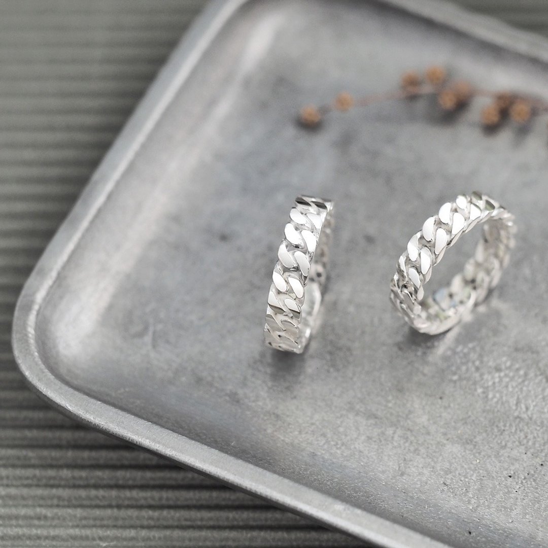 2 件组) White chain 链戒组 925 纯银 - 戒指 - 其他金属 银色