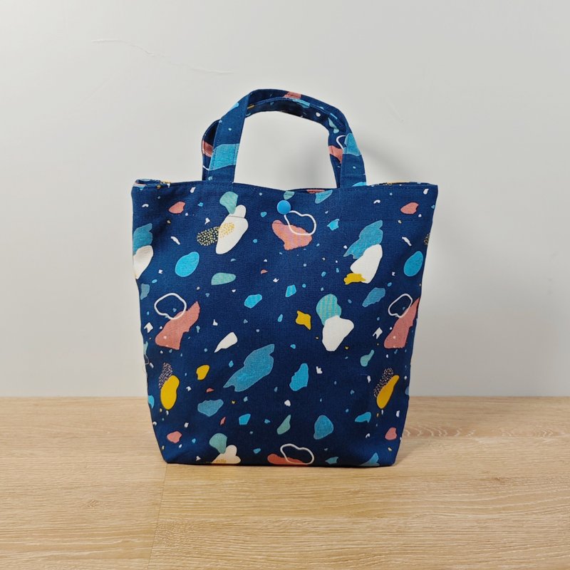 深蓝-台湾磨石墙图案餐袋-便当袋/午餐袋/手提袋 - 便当盒/饭盒 - 棉．麻 蓝色