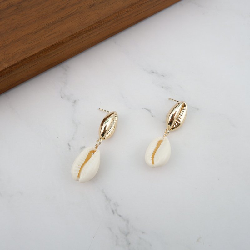 PANNE 贝壳形耳环 - 耳环/耳夹 - 贵金属 白色