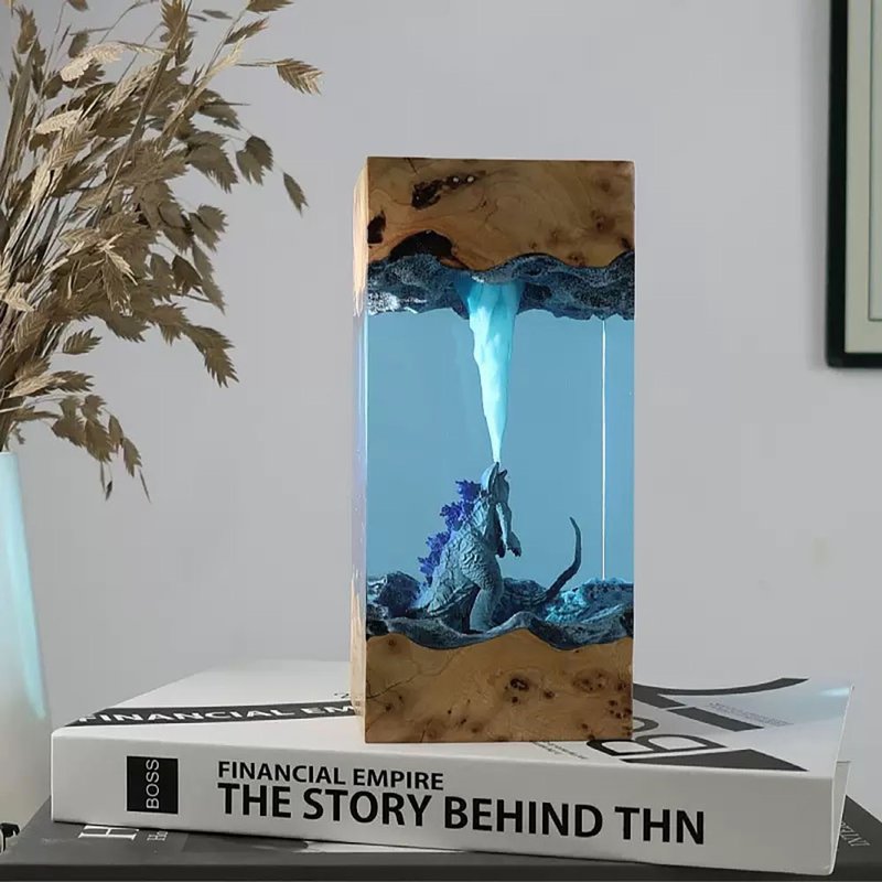 哥吉拉ゴジラ原子吐息氛圍燈 創意禮物/桌擺 - 灯具/灯饰 - 树脂 蓝色