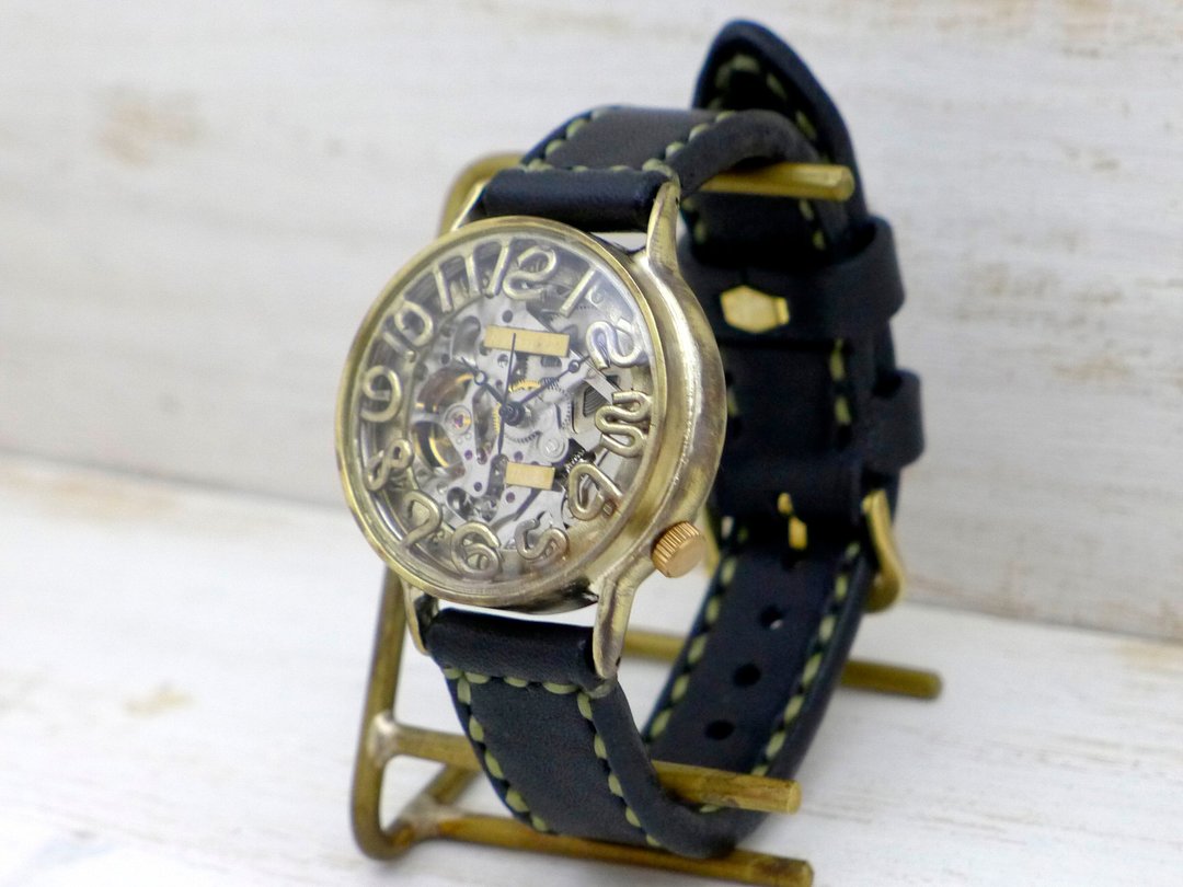 HandCraft Watch HandCraft Watch Automatic Brass Automatic Brass Hand-sewn belt (BAM022 SV / BK) - 女表 - 铜/黄铜 金色