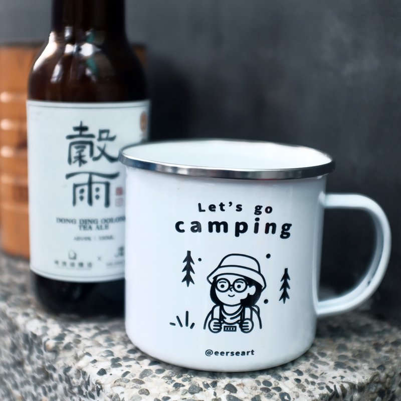 【台湾包邮 24小时快速出货】露营女 珐琅杯 露营 附手提小袋 - 其他杯子 - 珐琅 白色