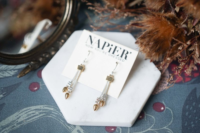NAPIER金银垂坠古着针式耳 - 耳环/耳夹 - 其他金属 银色