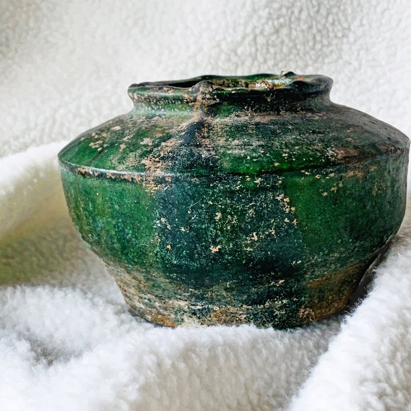 中国 汉绿釉陶罐 │纹饰秀美 气势磅薄 细蟹文开片 - 摆饰 - 陶 绿色