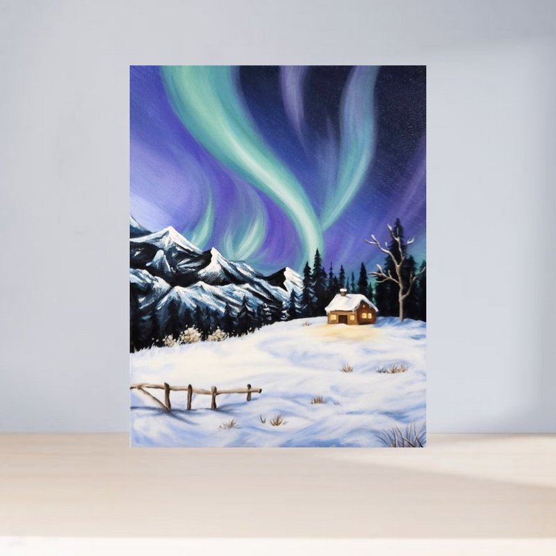 孵画室│台中画室│零基础绘画│主题课程-雪地极光 - 插画/绘画/写字 - 棉．麻 