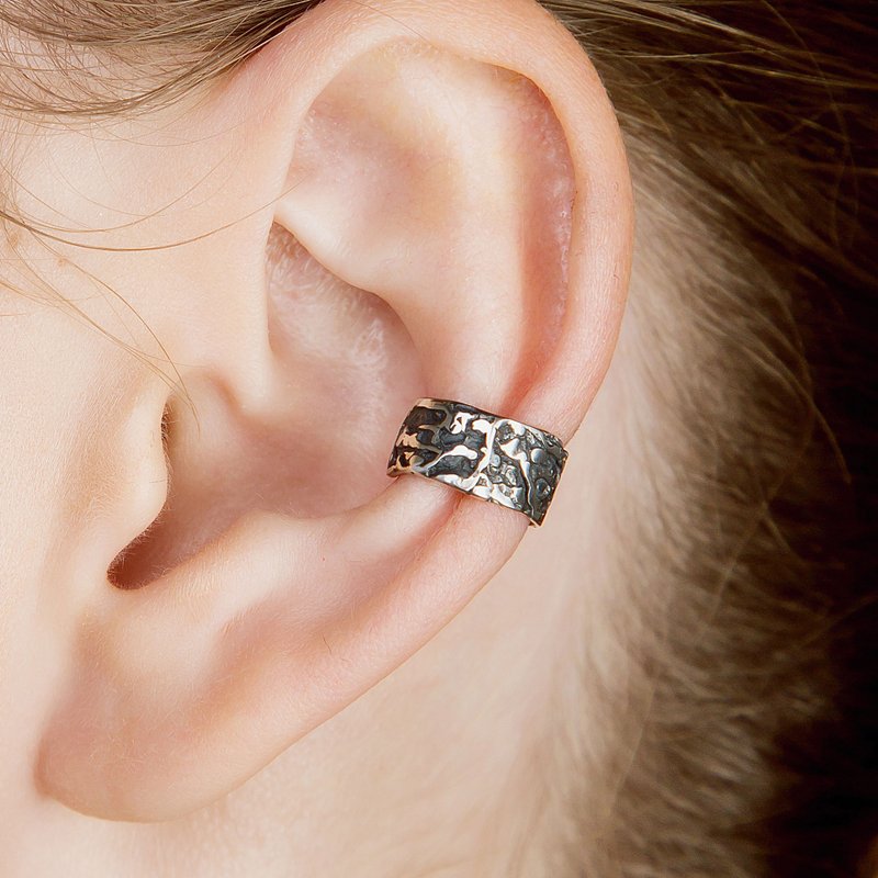 中性简约耳套纯银 - 耳环/耳夹 - 纯银 银色