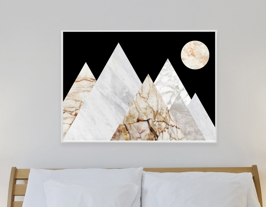 月亮山峰大理石风景艺术版画 - 墙贴/壁贴 - 纸 